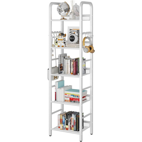 White 4-Tier Bookshelf with Rust-Resistant Metal Frame