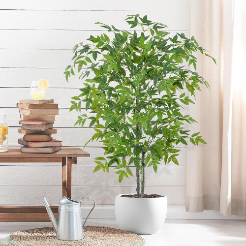 Árvore artificial de bambu de seda, 1,83 m de altura, com 1155 folhas em vaso.