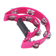 Tambourine with ergonomic handle and double-row jingles