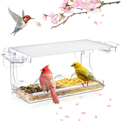 Fenster-Vogelfutterhaus, transparent, mit Klebehaken, 1 Stück