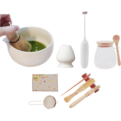 Ensemble de fouets à matcha blanc laiteux 11 pièces