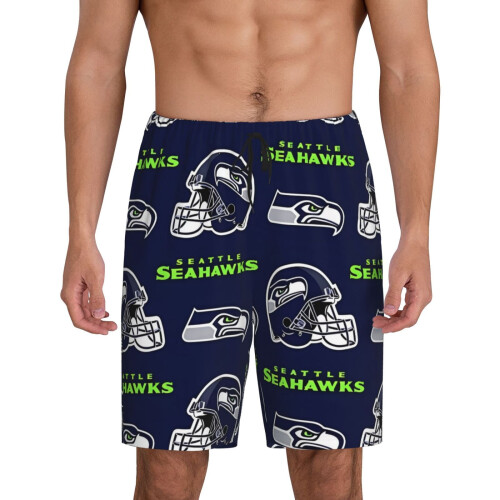 Seahawks Ανδρικό Κοντό Παντελόνι Πιτζάμας με Αθλητικό Λογότυπο Ομάδας Ποδοσφαίρου