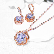 Zirkon-Ohrring- und Halskettenset für Damen, 2-teilig