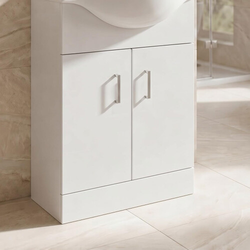 NES Home 620mm Floor Standing Cabinet Gloss White - Flat Pack