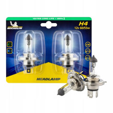 H4 60/55W 12V Pærer MICHELIN Ekstra Lang Levetid +130% P43t Duo Boks 2 stk.