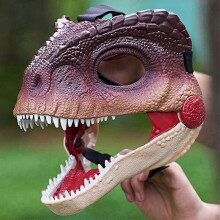 (khaki) Dinosaur Mask Dog Adjustable Head for Challenge Game Holiday Theater Props