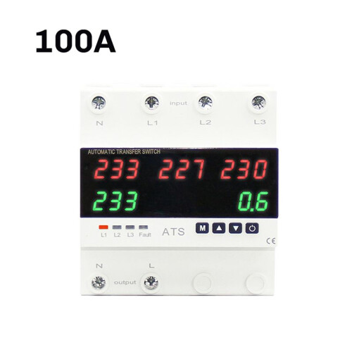 Over Under Voltage Protector ATS Automatic Transfer  Phase Selector Uninterrupted Power over Current Limiter 100A 1