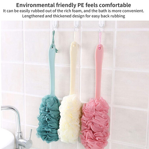 Bath Body Brush Set Soft Nylon Mesh Long Handle 4 Pack 2