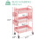 Pink 3-Tier Rolling Utility Cart with Pegboards and Baskets 5