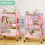 Pink 3-Tier Rolling Utility Cart with Pegboards and Baskets 6