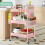 Pink 3-Tier Rolling Utility Cart with Pegboards and Baskets 7