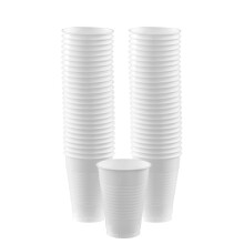 Pack de 50 gobelets en plastique blanc 12 oz - Empilables, robustes et écologiques