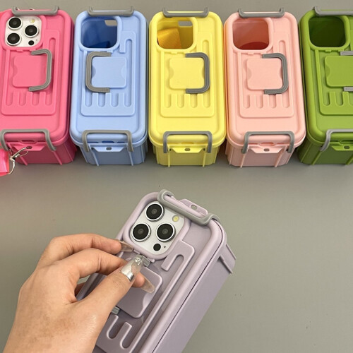 Borsa cosmetica a tracolla viola con scomparto per telefono 2 in 1 2