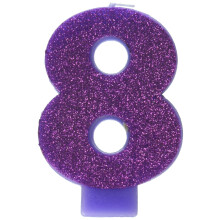 Amscan Geburtstagsfeier, Nummer #8 Glitzerkerze, Partybedarf, Lila, 3 1/4"