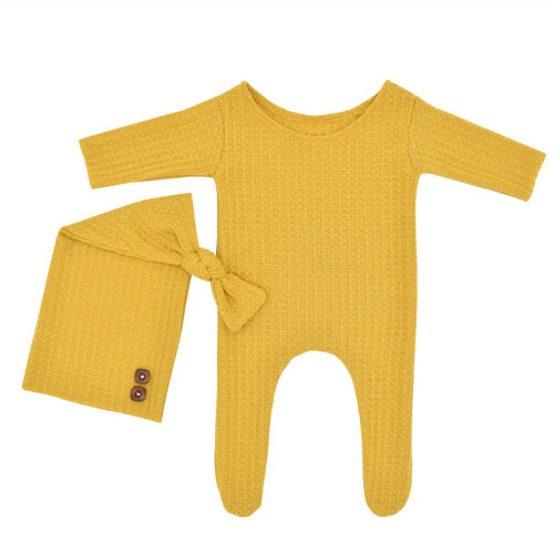 Newborn baby footed romper and hat set2-piece 2