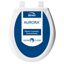 Siège de Toilette Bemis Aurora, Fermeture Douce, Facile à Nettoyer, Ajustable, Rond, Blanc