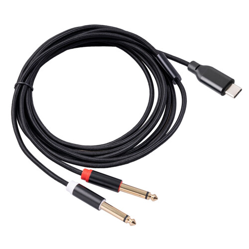 USB-C naar 6,35 mm stereo Y-splitterkabel 1