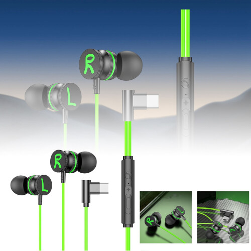 Metal Type-C In-Ear Gaming-øretelefoner i sort 1