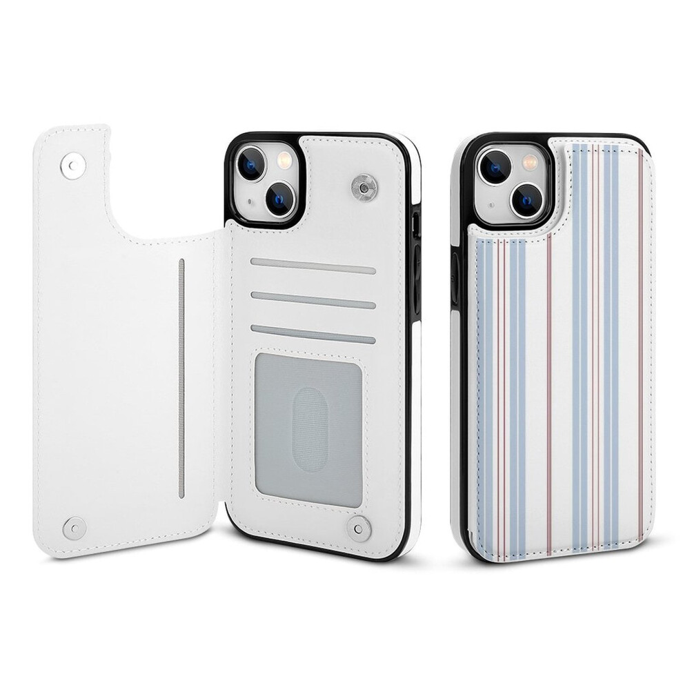 Striped Pu Leather Wallet Case For Iphone 14 Plus 301029986994