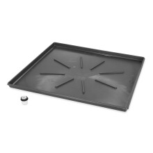 Camco 20784 Flachprofil Waschmaschinenablaufwanne mit PVC-Anschluss, 30 x 34 Zoll, Graphit - Schützt Böden vor Lecks