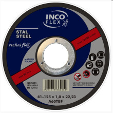 Disco abrasivo plano - TECHNIFLEX - T1A 125x2,5x22 mm - Ø125 mm - Espesor 2,5 mm - Agujero 22,2 mm