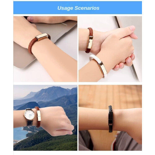 USB Charging Bracelet Leather Cuff Band 2PCS 2