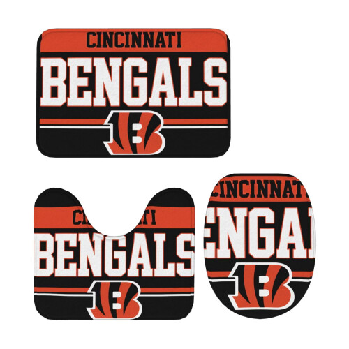 Conjunto de 3 tapetes de banheiro com o tema Bengals, antiderrapante, 80 x 50 cm (31,5 x 20 polegadas). 1