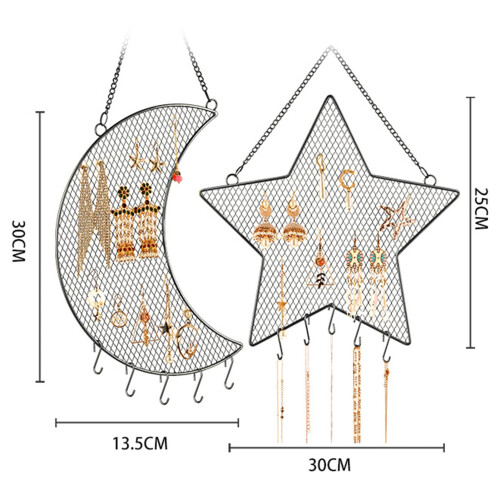 Earring Wall Holder Metal Grid Star Moon Shape 1 PC 1