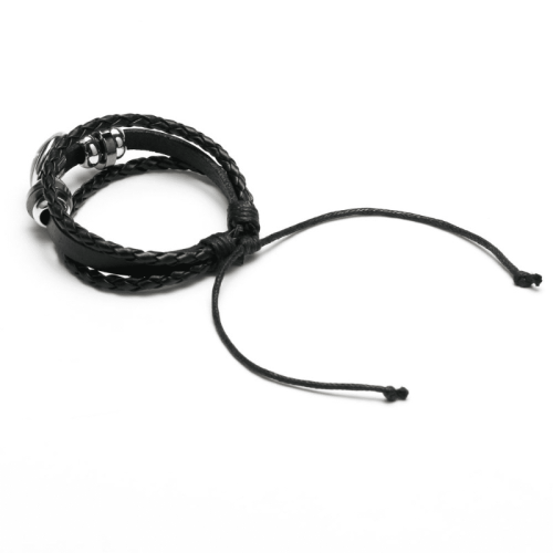 Black hand-woven unisex bracelet adjustable 1