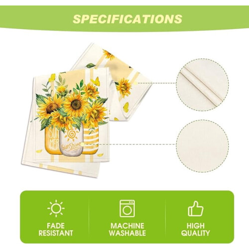 Sunflower Table Runner Yellow Burlap Stripe 72x14 Inch 1