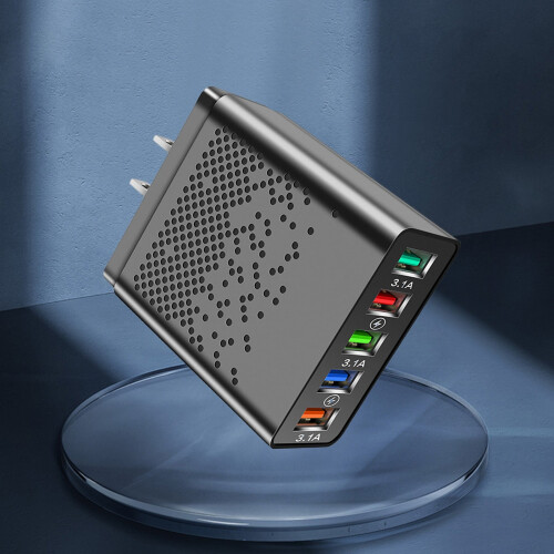 Vægstik Ladestation USB 5-Port Hurtigoplader 2