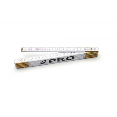 Metro plegable de madera - PRO - 2 m - Haya - Escala milimétrica de doble cara - Barniz resistente