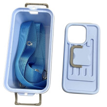 Cosmetic Bag Phone Crossbody Bag Blue 2-in-1