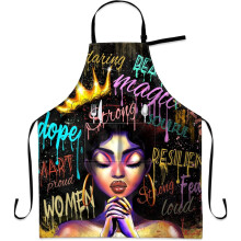 Black Afro Woman Kitchen Apron with Pocket Adjustable Neck