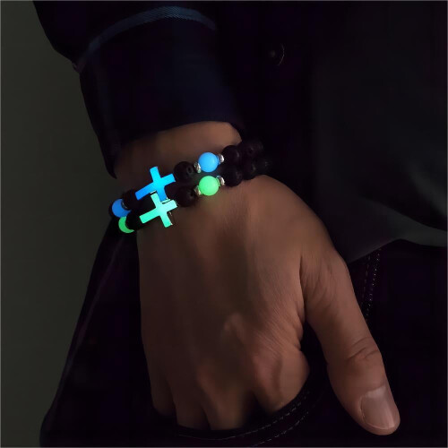 Volcanic stone luminous cross bracelet 19 pcs 1