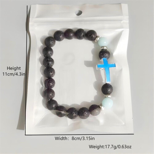 Volcanic stone luminous cross bracelet 19 pcs 2