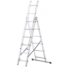 3-osaiset alumiinitikkaat, helppokäyttöiset, 297 cm, 6+6+6 askelmaa - BR-00-4216