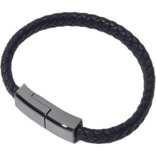 USB Charging Bracelet Leather Cuff Band 2PCS
