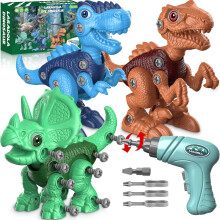 Conjunto de construção STEM de dinossauros com furadeira elétrica (3 peças)