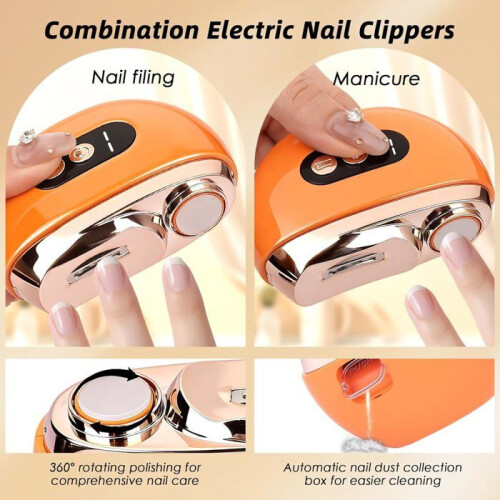 Ηλεκτρικό ψαλίδι νυχιών 3 σε 1 με επαναφορτιζόμενη θύρα USB, αυτόματο τρίψιμο 2