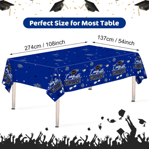 Graduation tablecloth plastic rectangle 54x108 inch 3 pcs 2