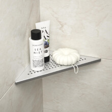 Bernkot Corner Shower Shelf, 304 Stainless Steel 12" Brushed Recessed Bathroom Shelf, Grout in Shelf for Tiled Wall, Large Size, No Drilling Needed