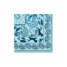 Serviettes de Boisson Paisley et Silhouettes de Cheval Bleu Clair-16pc