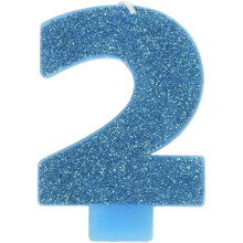 #2 Glitzer Geburtstagskerze | Karibikblau | Partybedarf