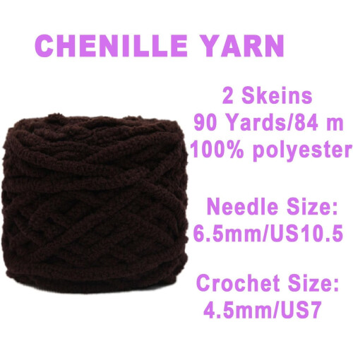 Chunky Chenille Yarn Fluffy Velvet 2 Rolls 7mm 1