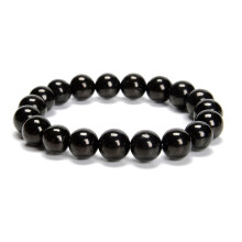 Black Jet Smooth Round Beaded Bracelet 6/8/10mm 7.5 inch 3