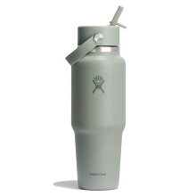 Hydro Flask Travel Water Bottle - Insulated Stainless Steel - Wide Straw Lid, Non Spill, Leakproof in 32 Oz Agave Green