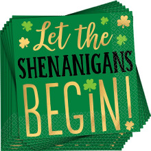 Serviettes de Boisson pour la Saint-Patrick (5" x 5"), 16 Compte - Design Irlandais Éclatant