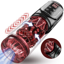 Volautomatische intelligente mannelijke vibrator met stuwende en roterende cup - USB-stroker met 3D-textuurhuls