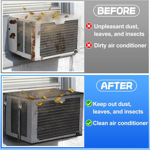 Mesh Window AC Cover Outdoor Dust-Proof Waterproof Black 2